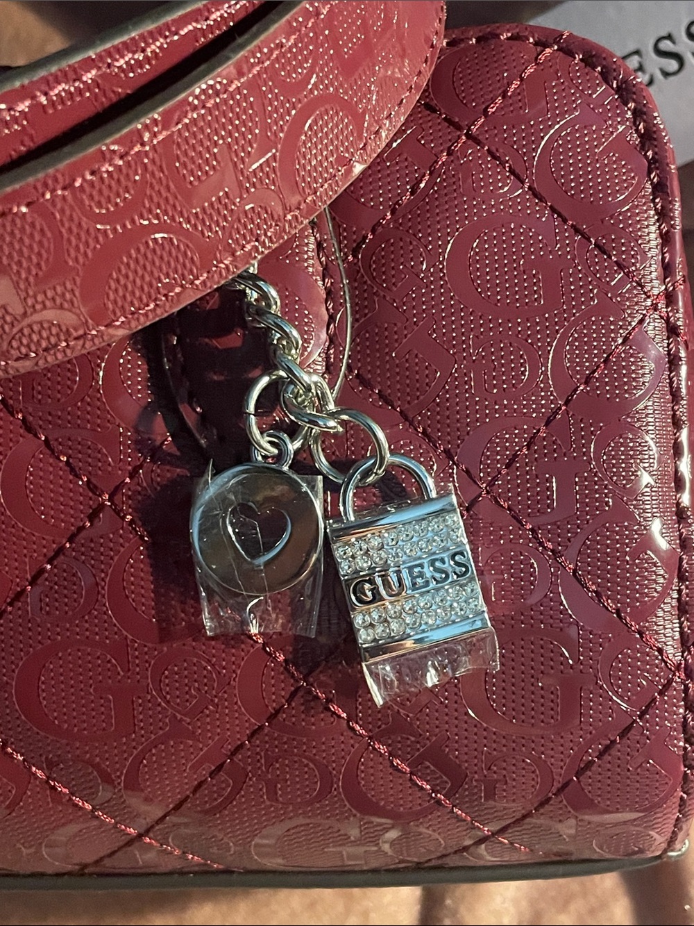 GUESS  Logo Satchel in Deep Burgundy - Picture 13 of 13